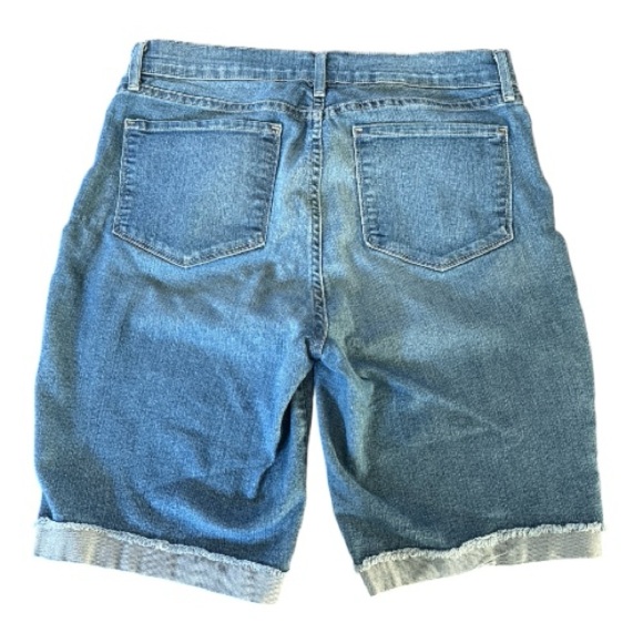 NYDJ denim shorts, medium wash, size 10, raw hem cuffs. - Picture 2 of 4